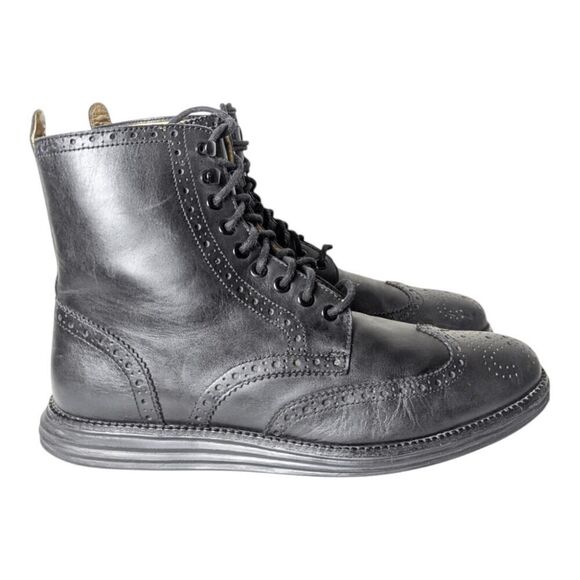 COLE HAAN Lunarguard Waterproof Leather Wingtip Boot Size 10.5M - Picture 3 of 7